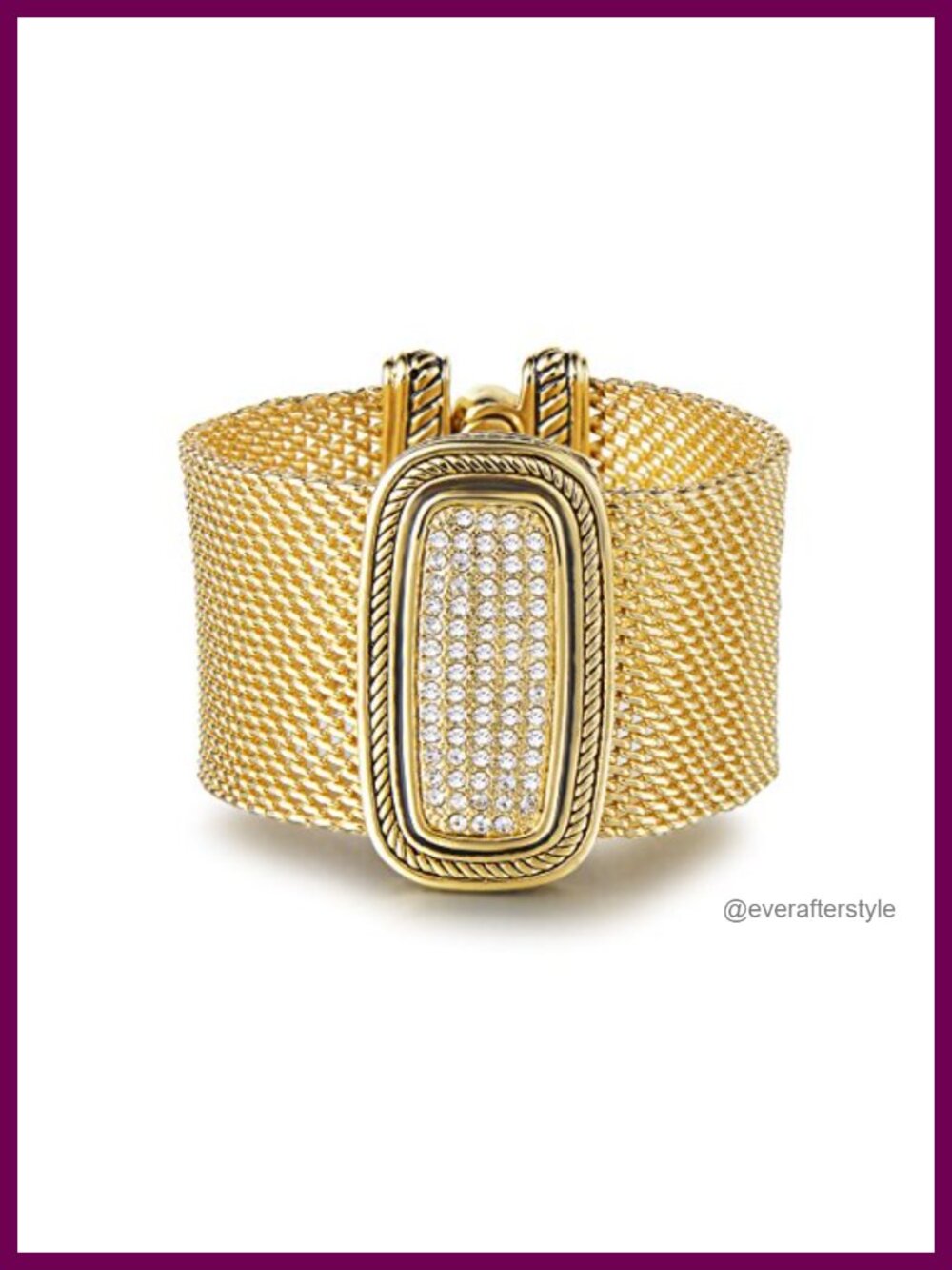 UNY Austrian Pave Crystal Bangle Bracelet Silver Gold Plating